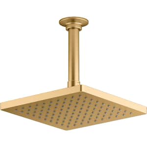 Honesty 1-Spray Patterns 2.5 GPM 8 in. Ceiling Mount Fixed Shower Head in Vibrant Brushed Moderne Brass