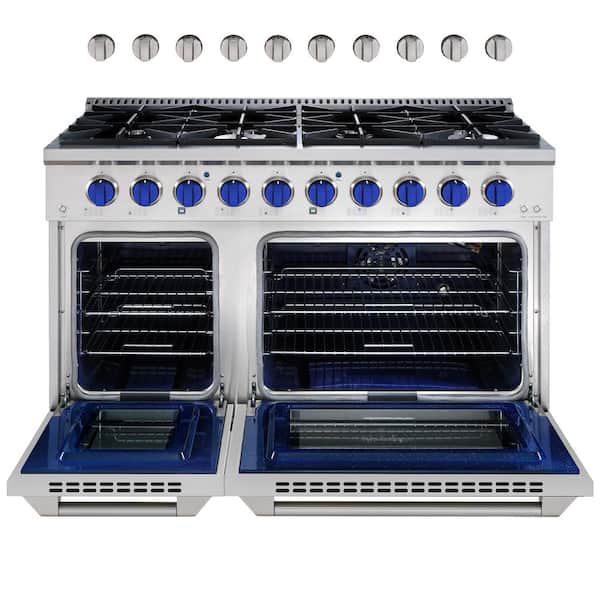 Cooking Performance Group S60-G48-N Natural Gas 2 Burner 60 Range with 48  Griddle and 2 Standard Ovens - 200,000 BTU
