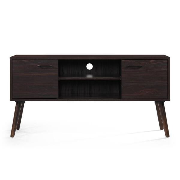 Noble House 48 in. Walnut Particle Board TV Stand Fits TVs Up to 50 in. with Storage Doors