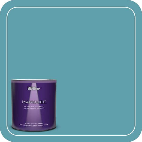 BEHR MARQUEE 1 qt. #BIC-53 Turquoise Eggshell Enamel Interior Paint & Primer