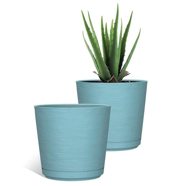 8 in. Dia Teal Round Cabala Planter (2-Pack)