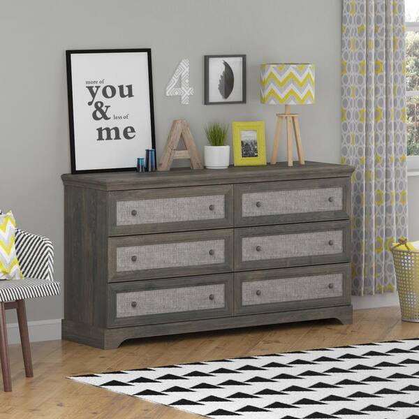 Altra Furniture Stone River 6-Drawer Dark Gray Oak Dresser