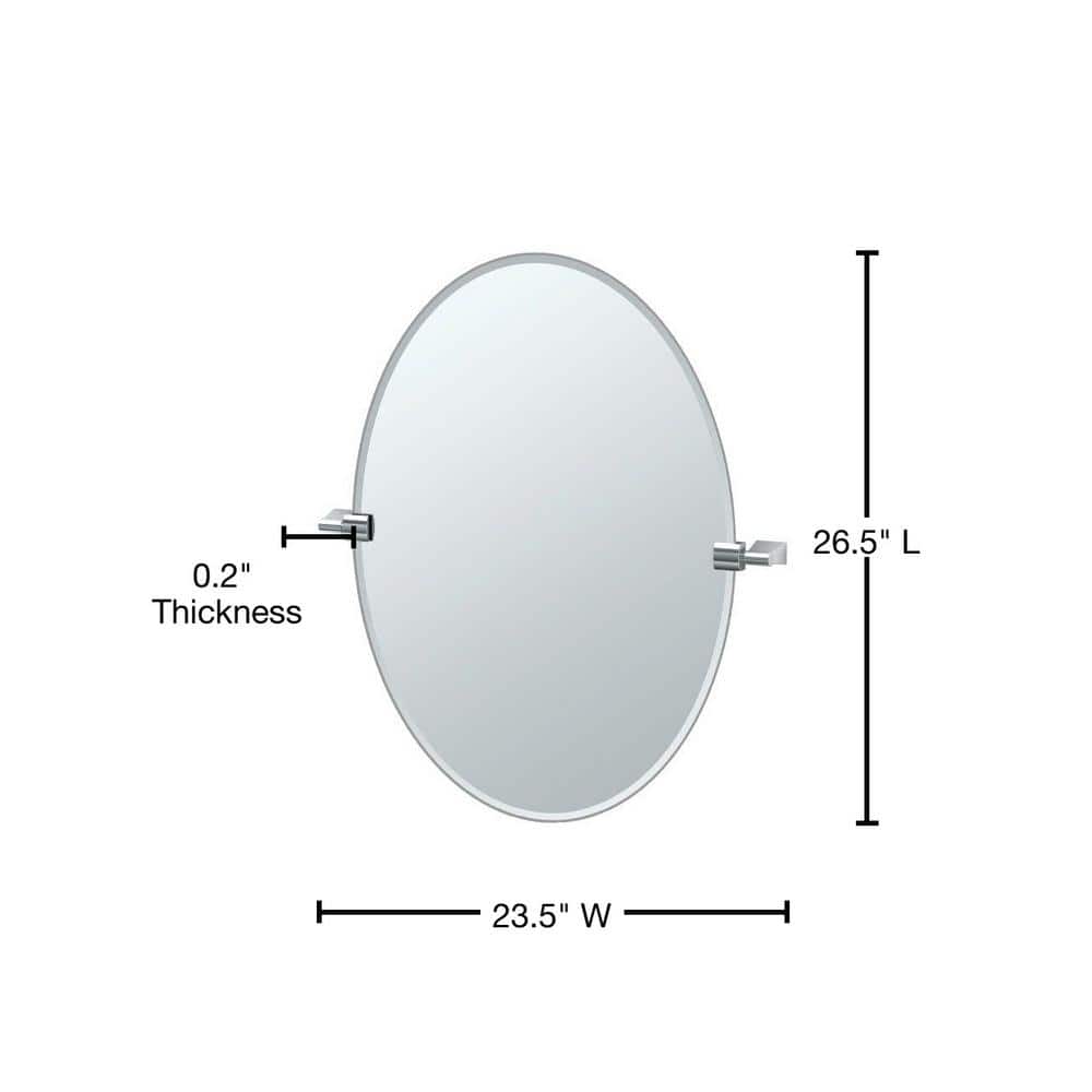 Polished Chrome Frameless Oval Vanity Mirror 26.5" x 19.5"