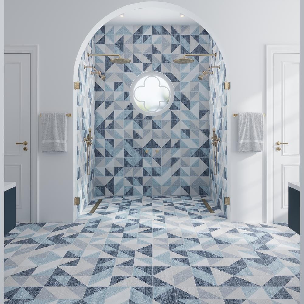Apollo 6.5" Blue and White Matte Porcelain Wall and Floor Tile