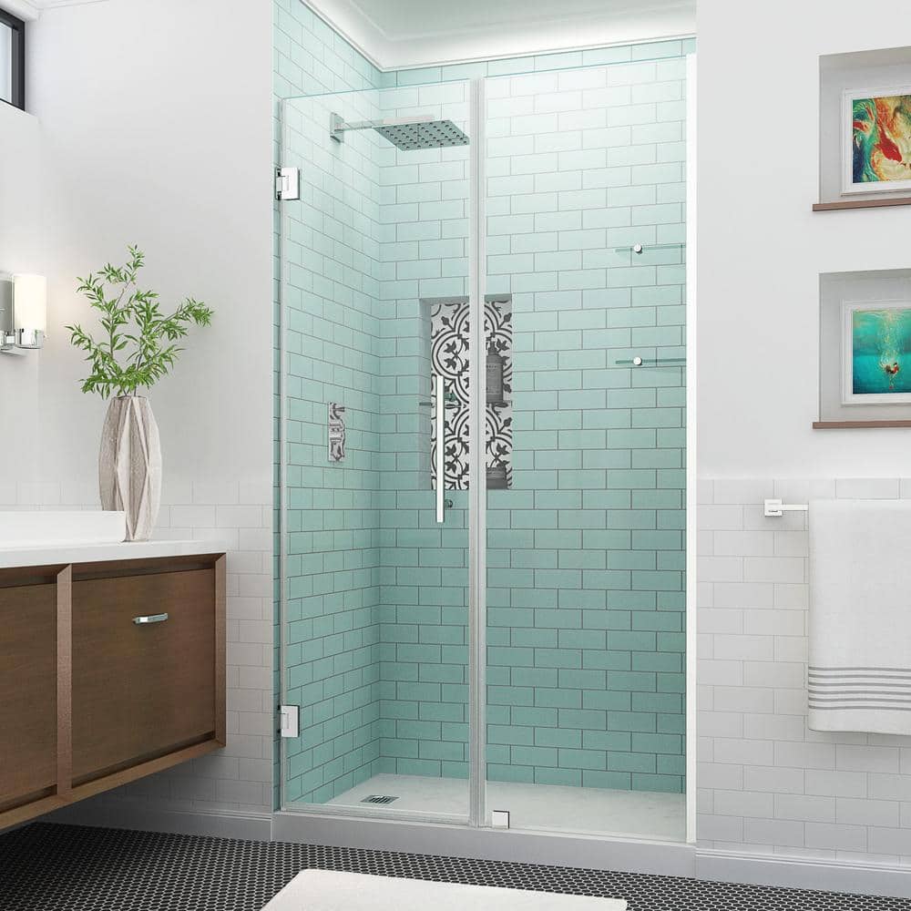Belmore GS 45.25 in. to 46.25 in. x 72 in. Frameless Hinged Shower Door with Glass Shelves in Chrome price history on PriceWatchPro