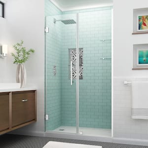 Belmore GS 45.25 in. to 46.25 in. x 72 in. Frameless Hinged Shower Door with Glass Shelves in Chrome
