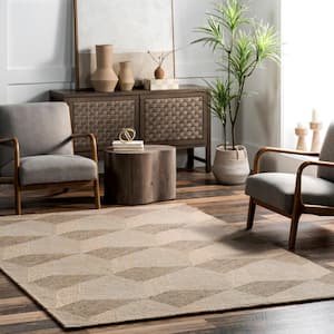 Maryln Casual Geometric Wool Natural 4 ft. x 6 ft. Farmhouse Area Rug