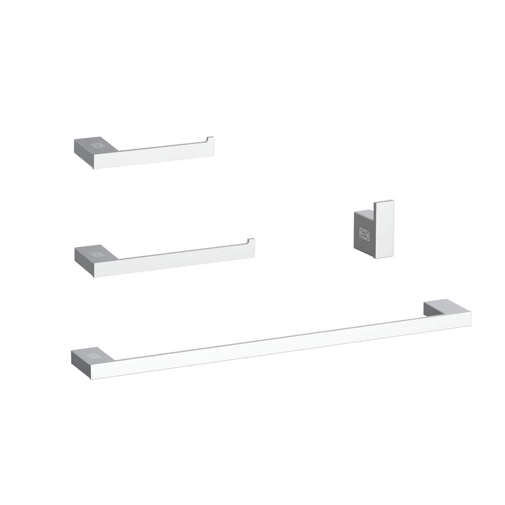 Timeless Home 4-Piece Bath Hardware Set with Toilet Paper Holder Towel Rods
