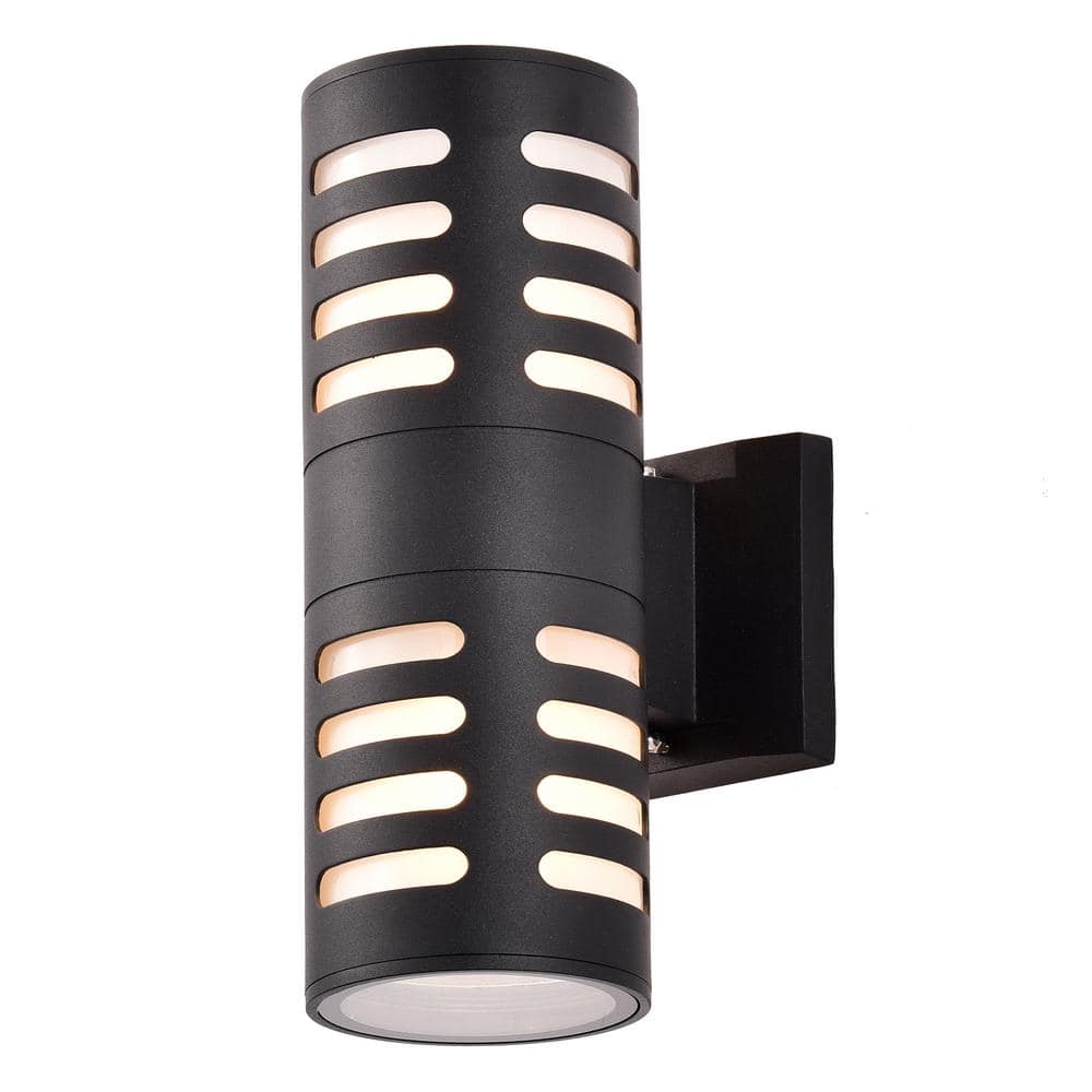 11.75 in. 2-Light Black Die-Cast Aluminum Cylinder Outdoor Wall Sconce price history on PriceWatchPro