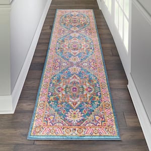 Passion Teal/Multicolor 2 ft. x 8 ft. Persian Modern Kitchen Runner Area Rug