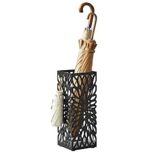 Black 4 Hooks Umbrella Stand, Umbrella Holder with a Detachable Drip Tray for Entryway