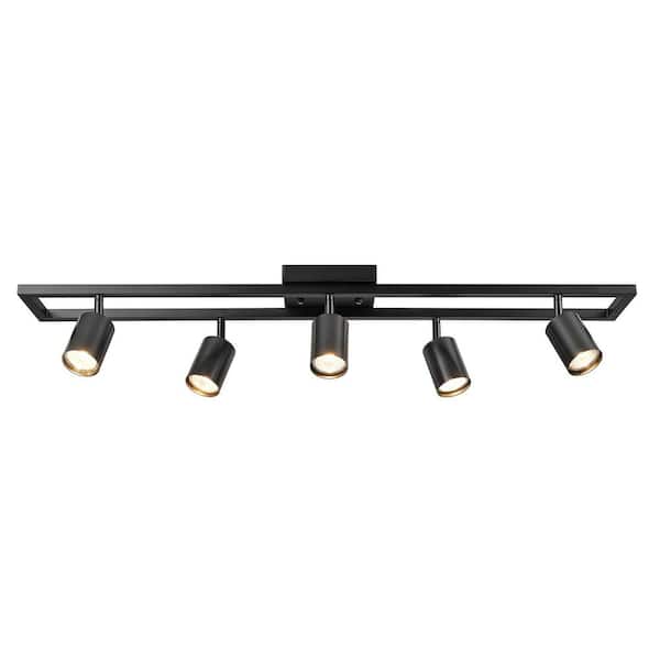 Matte Black 5-Light Track Light with Adjustable Heads, 36 in. Dimmable Track Bar for Modern Lighting