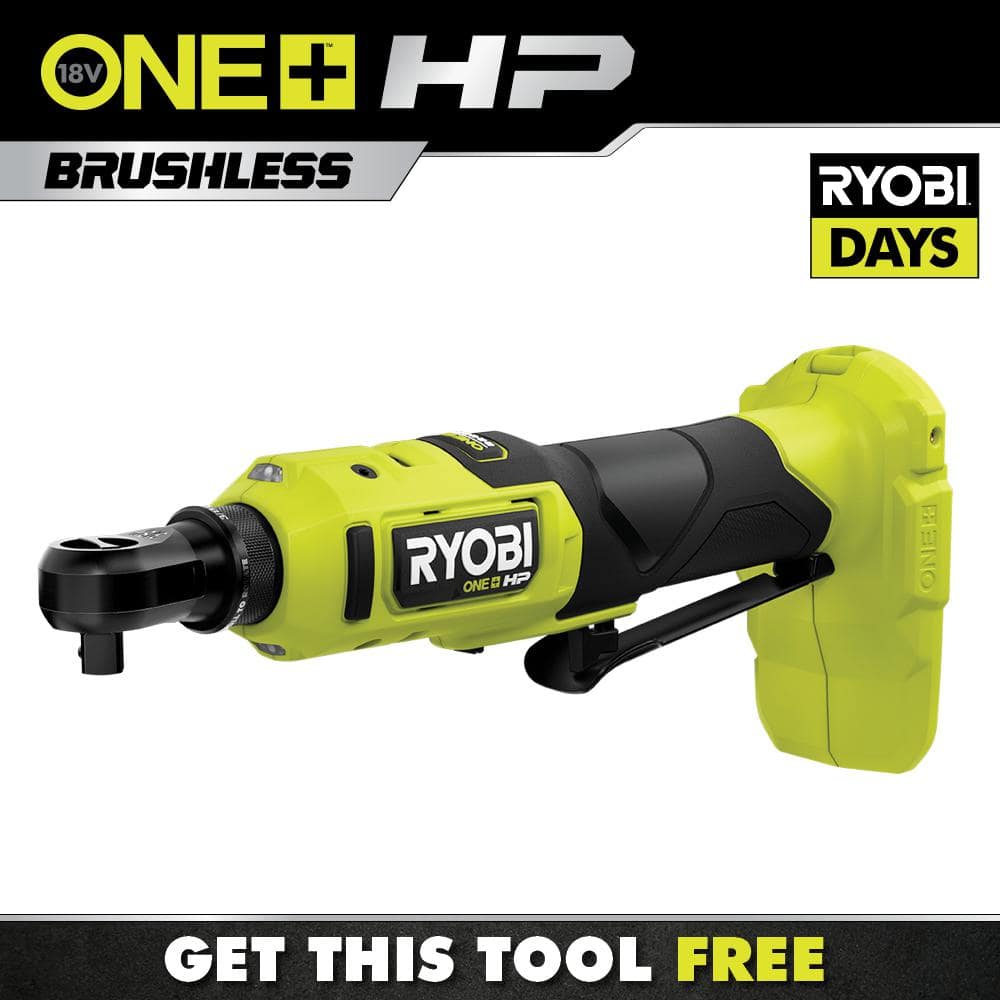 RYOBI ONE+ 18V HP Brushless Cordless Compact 3/8 in. High Speed Ratchet (Tool Only) PSBRC26B - The Home Depot