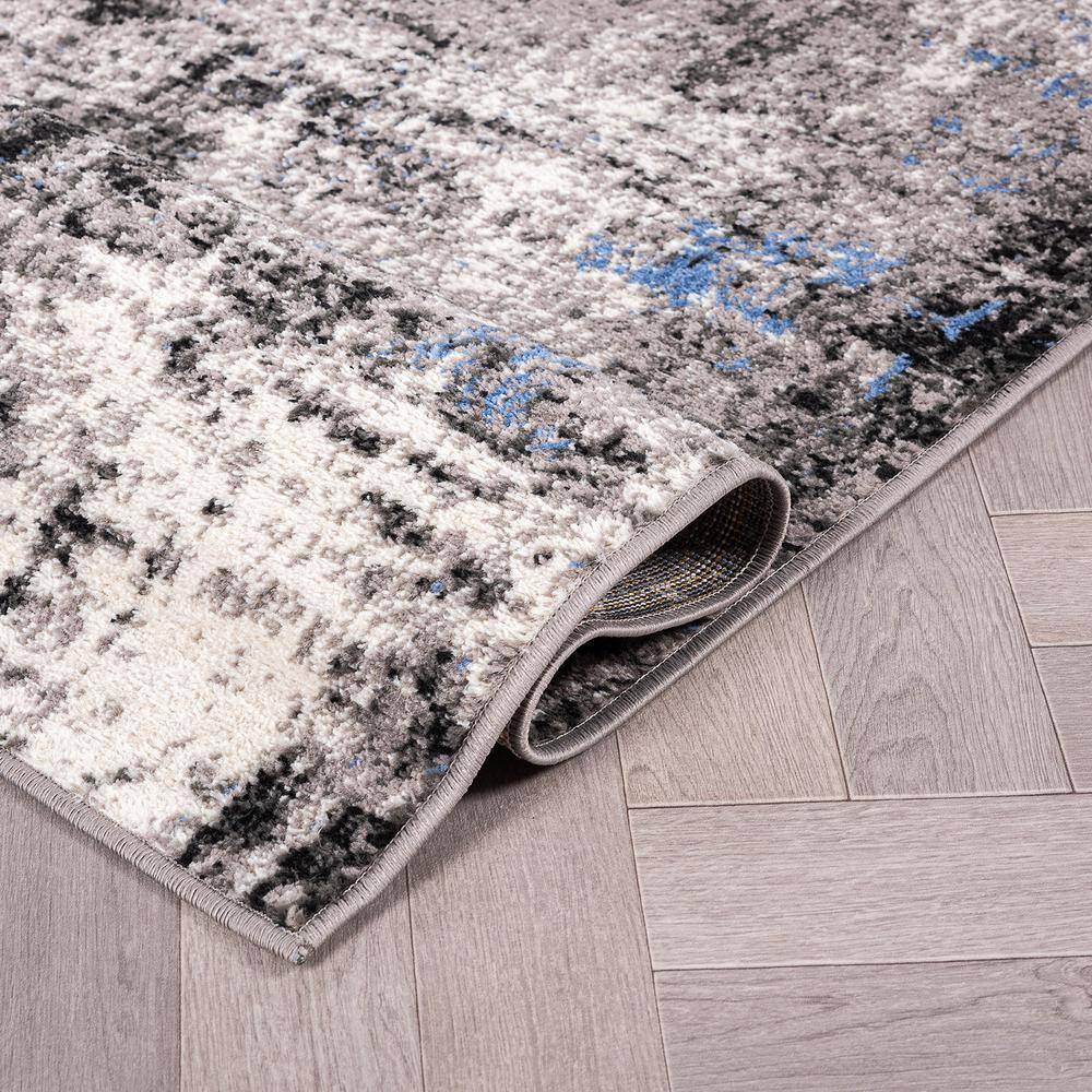 Adare Blue and Gray Abstract 5' x 7' Synthetic Area Rug