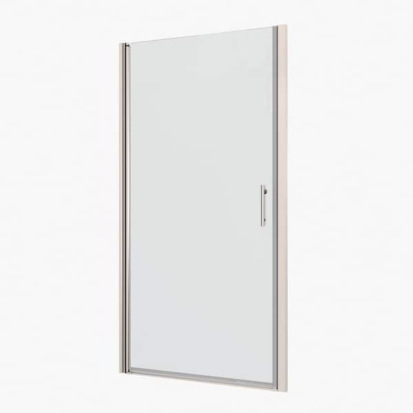 Boosicavelly 24 in. W x 72 in. H Pivot Semi-Frameless Shower Door in Chrome Finish with Tempered Glass
