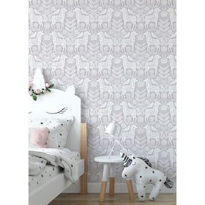 Unicorn Stamp Purple Vinyl Peel and Stick Wallpaper Roll