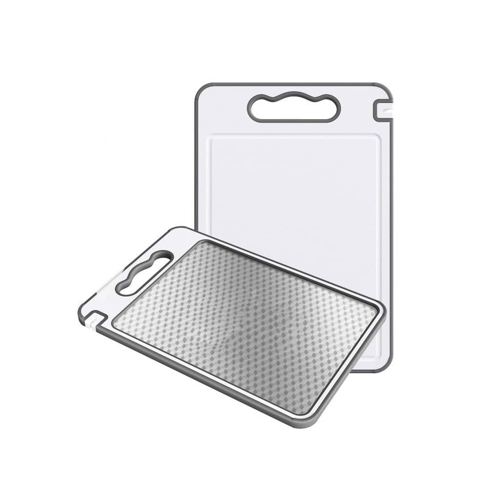 14.37 in. x 9.77 in. Rectangular Dual-Side Stainless Steel & PP Cutting Board w/ Handle, Knife Sharpener, Garlic Grater price history on PriceWatchPro