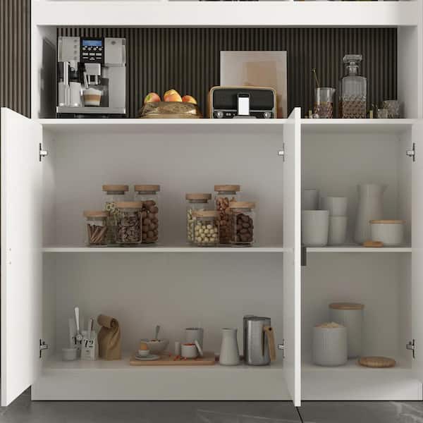 FUFU&GAGA 47.2-in W x 87.8-in H Mdf White Freestanding Utility Storage Cabinet