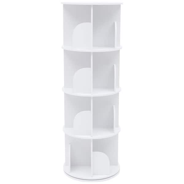 YIYIBYUS 15.7 in. White Rotating Bookshelf 360° Display Floor Standing  Nordic 4-Shelf Bookcase HG-WMT-3219 - The Home Depot