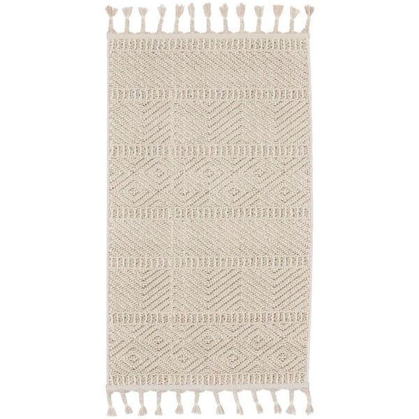 Nourison Paxton Ivory 2 ft. x 5 ft. Geometric Contemporary Kitchen Area Rug