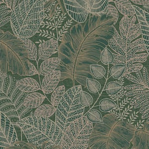 Superfresco Easy Scattered Leaves Forest Green Metallic Non-Pasted Paper Wallpaper