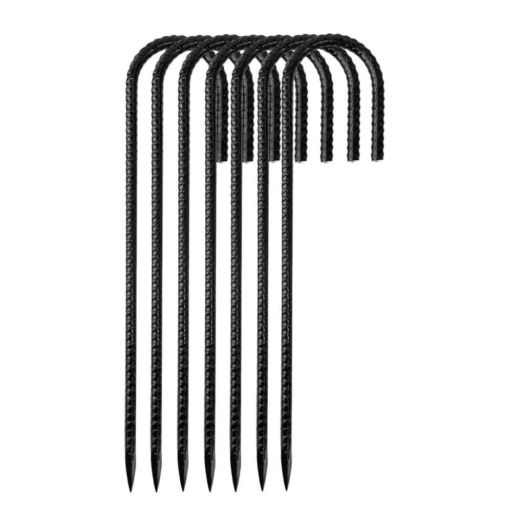 Heavy Duty 12 in. Steel J Hook Fence Stake, 8-Pack Metal Rebar Ground Anchors for Trampolines, Tents and Plants price history on PriceWatchPro
