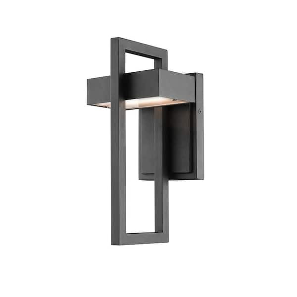 Unbranded Luttrel Black 11.75 in Outdoor Hardwired Lantern Wall Sconce with Integrated LED