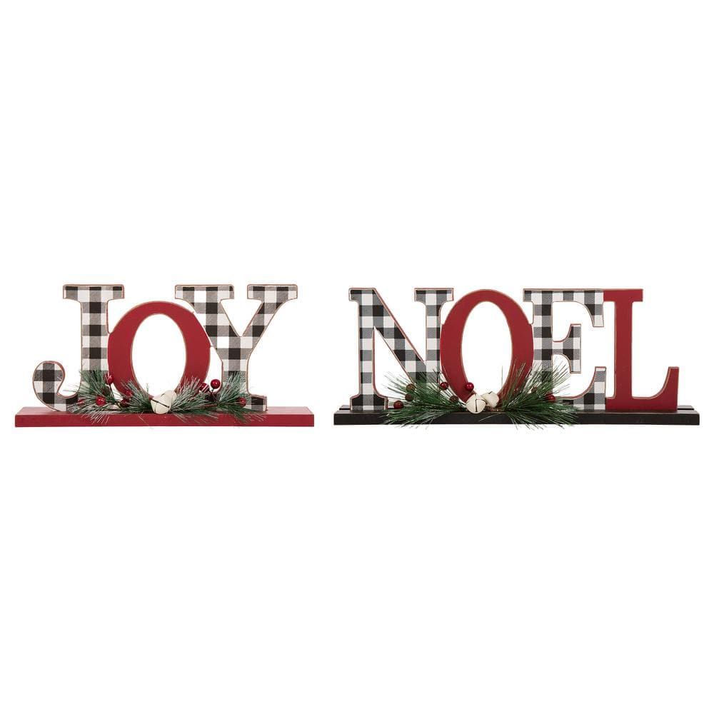 5.91 in. H Christmas Wooden Plaid JOY and Noel Tabletop Decor (Set of 2) price history on PriceWatchPro