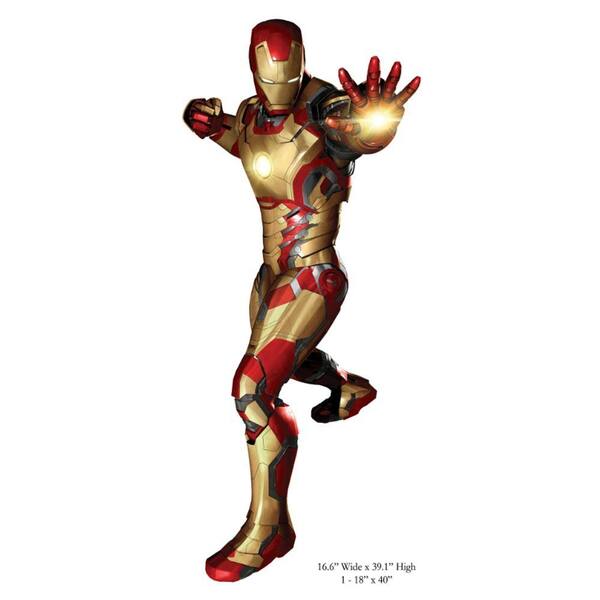 Unbranded 5 in. x 19 in. Iron Man 3 Peel and Stick Giant Wall Decals-DISCONTINUED