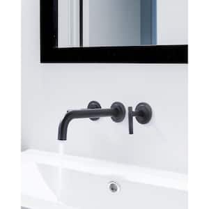 Double Handle Wall Mounted Bathroom Faucet in Solid Brass, Matte Black