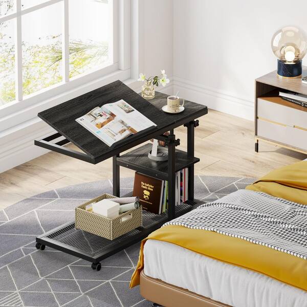 BYBLIGHT 31.5 in. Mobile Black and Gray Height Adjustable C-shaped