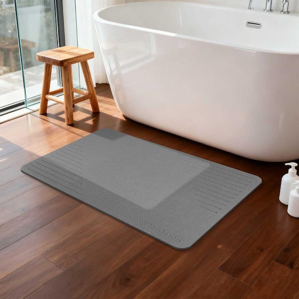 Stone Bath Mat Diatomaceous Earth Shower Mat Non-Slip Mat Quick-Drying Easy to Clean(15.35 in. x 23.62 in., Dark Gray)