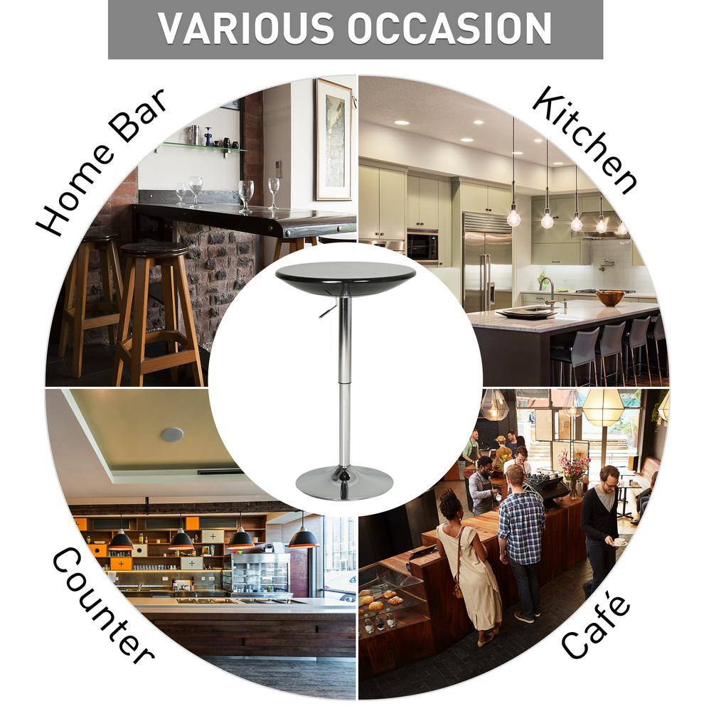 Elegant Round Wood 67cm Adjustable Dining Table in Black