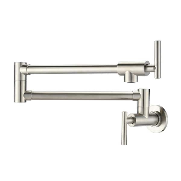 matrix decor Wall Mounted Pot Filler with Double Handle in Brushed Nickel