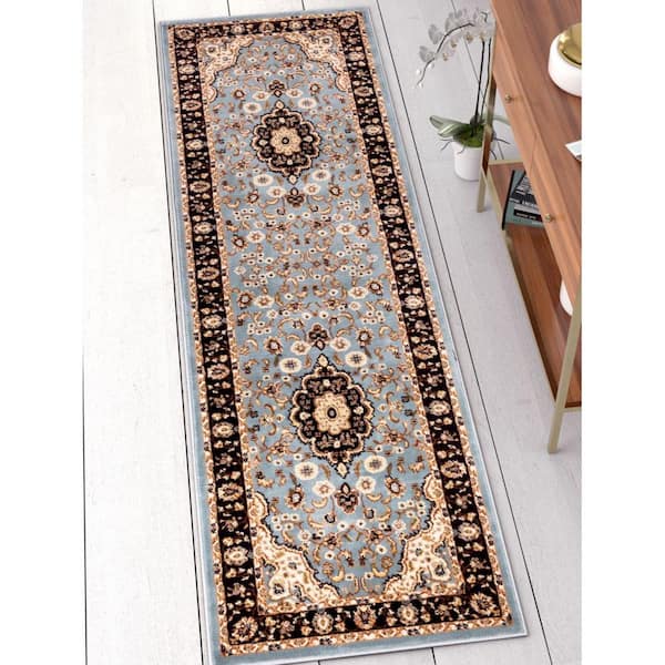 Well Woven Barclay Medallion Kashan Light Blue 5 ft. x 5 ft. Round Area Rug  541060 - The Home Depot