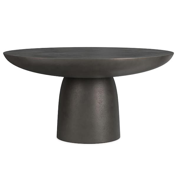 Simpli Home Alexa 30 in. W in Black Nickel Round Cast Aluminum Metal Coffee Table