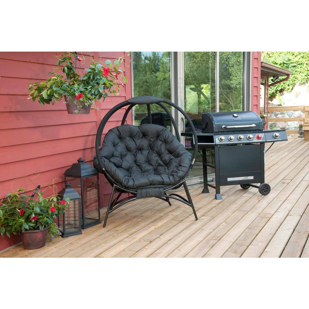 Overland Cozy Ball Hanging Chair with Plush Cushions - Black