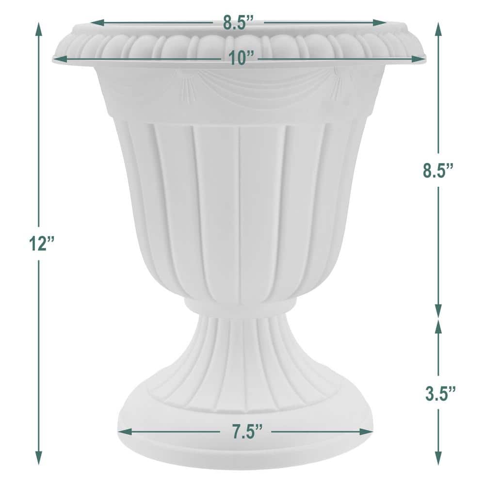 Classic Whitewash Plastic Urn Planter for Indoor/Outdoor Use