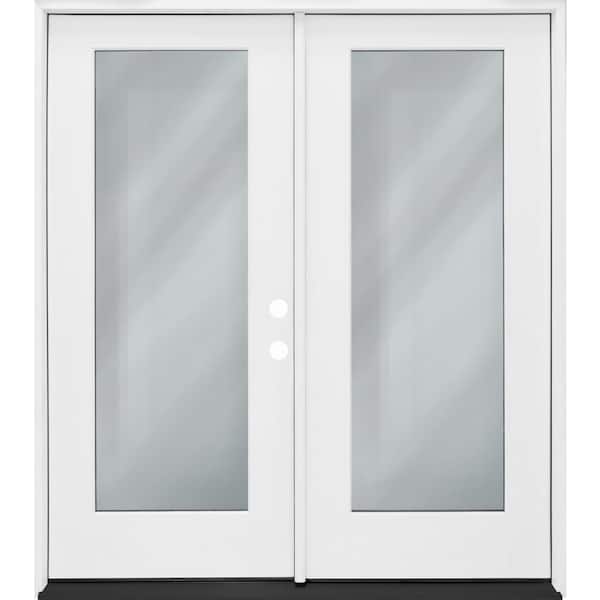 Steves & Sons Legacy 60 in. x 80 in. Primed Left Hand Inswing Fiberglass Full Lite Clear Tempered Glass Prehung Double Patio Door