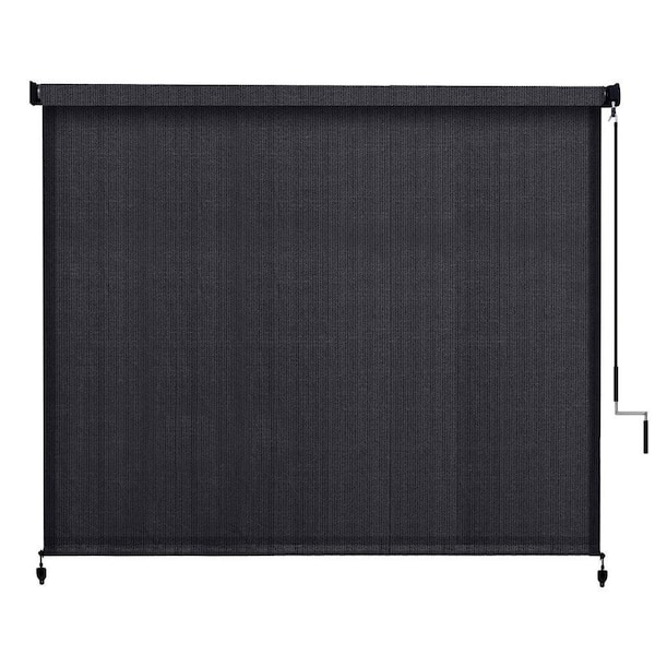 DIFY 10 ft. x 8 ft. Graphite 200 GSM HDPE Fabric Roller Shades