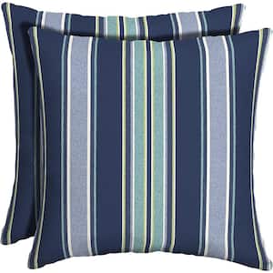 Outdoor Bolster Pillow (2 Pack) 16 in. x 16 in. Sapphire Aurora Blue Stripe