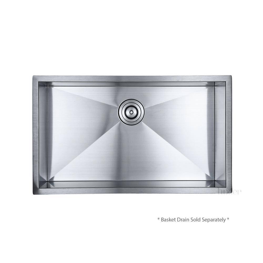 LUXIER Handmade Undermount Stainless Steel 32 in. Single Bowl Kitchen