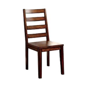 Oak Brown Wooden Ladder Style Back Side Chair (Set of 2)