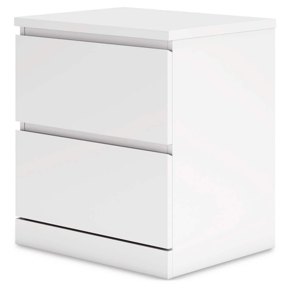 White Modern 2-Drawer Nightstand with Sleek Design