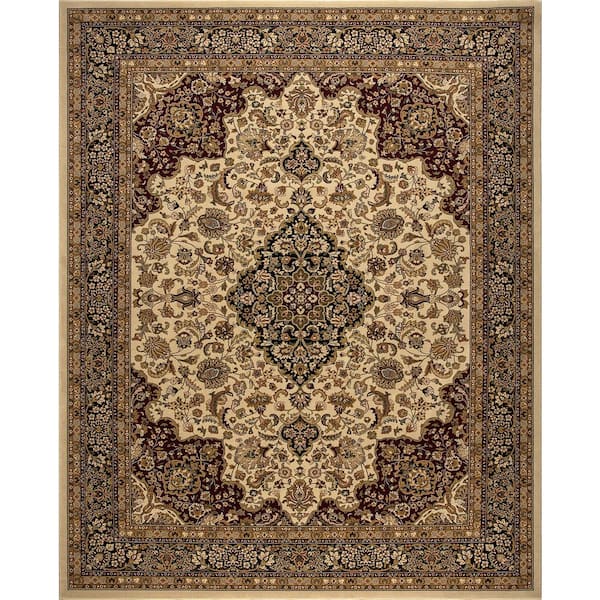 Home Decorators Collection Silk Road Ivory 8 ft. x 10 ft. Medallion Area Rug