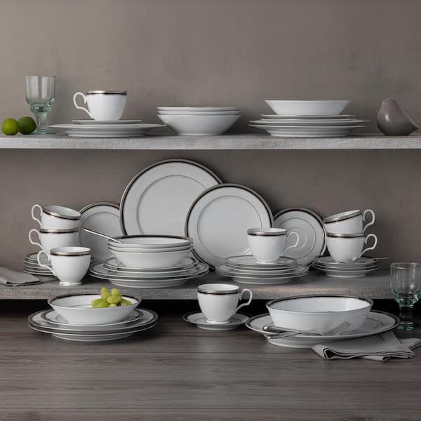 Noritake Austin Platinum 50-Piece Dinnerware Set (White) Porcelain