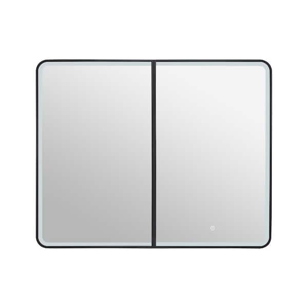 grossag 40 in. W x 32 in. H Rectangular LED Metal Medicine Cabinet with Mirror and Built-In Defogger
