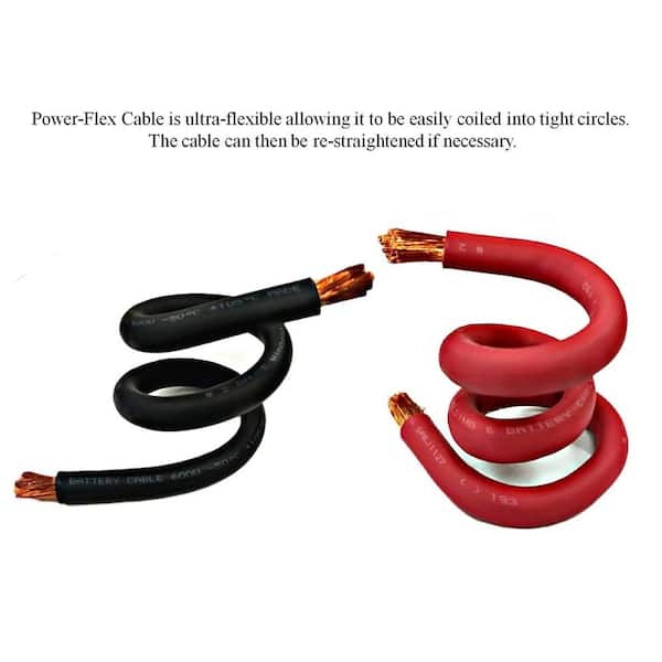 Câbles De Batterie 1/0 AWG - 20 Pieds Rouge + 20 Pieds Noir - Fil Aluminium Revêtu Cuivre - Neuf Sous Emballage (origine USA)
