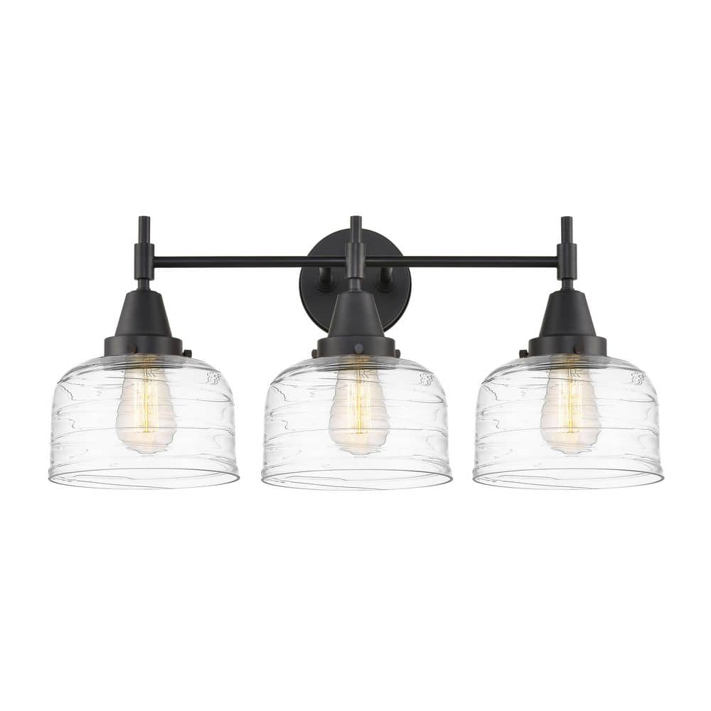 Caden 26 in. 3-Light Matte Black Vanity Light with Glass Shade price history on PriceWatchPro