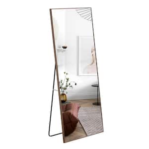 31.4 in. W x 71 in. H Rectangle Solid Wood Frame Dressing Mirror in Brown